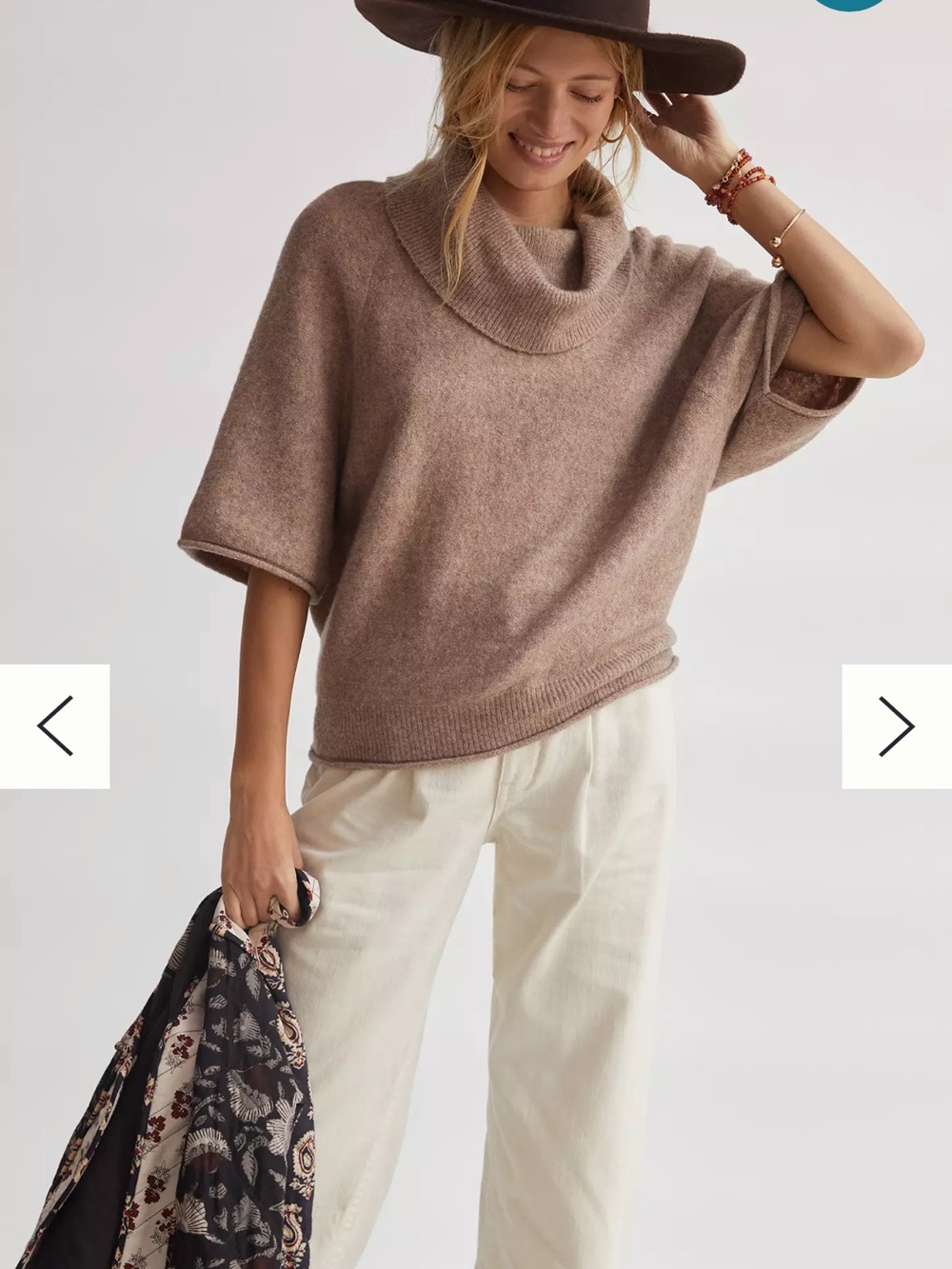 Pilcro for Anthropologie deep Purple Short-Sleeve Cowl Neck Sweater